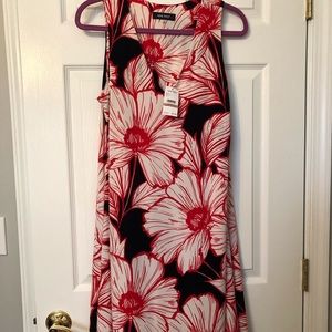 NWT Nine West Soft Floral Print, Sleeveless Jersey Dress, V-Neck, Size 12